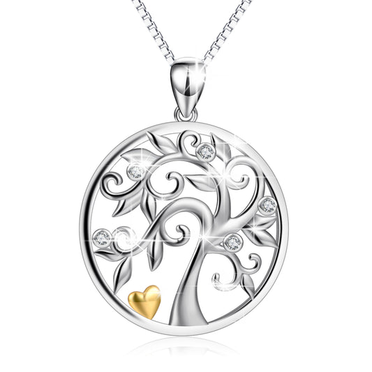 Hollow Out Life Tree Pendant 925 Silver Necklace