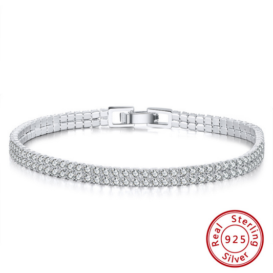 Sterling Silver Double Strand CZ Tennis Bracelet