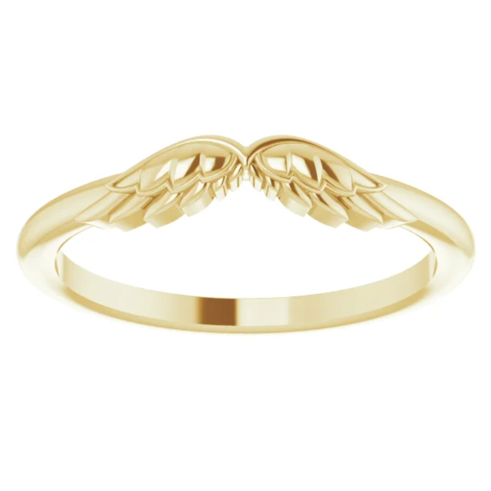 14K Yellow Stackable Angel Wings Ring