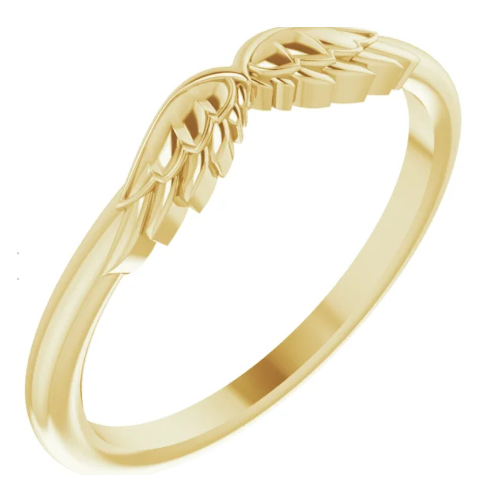 14K Yellow Stackable Angel Wings Ring