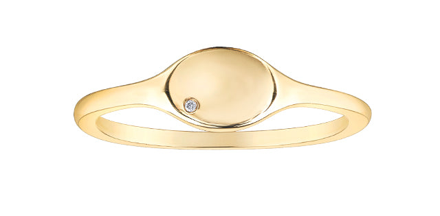 Diamond Signet Gold Ring - Bijouterie Classique