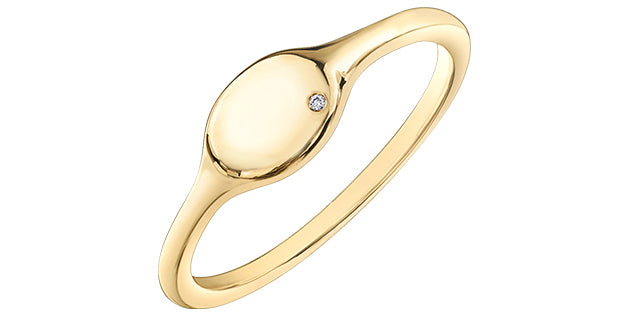 Diamond Signet Gold Ring - Bijouterie Classique