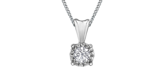 Diamond Illuminaire Solitaire Pendent 10kt with .07ct t.w - Bijouterie Classique