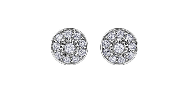 10K Halo Diamond stud earrings 0.17ct