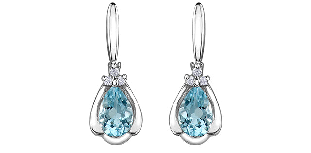 Aquamarine & Diamond 10k Gold Earrings