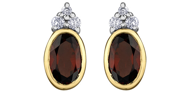 Oval Garnet & Diamond StudEarring