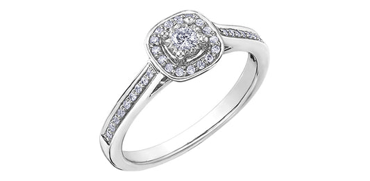 Illuminaire Halo 10K White .19ct T.W. Engagement Ring - Bijouterie Classique