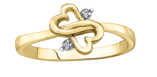 10k yellow gold Infinity Heart Ring with diamonds - Bijouterie Classique