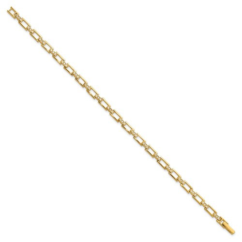 Gold-plated CZ Link 8.25in Bracelet