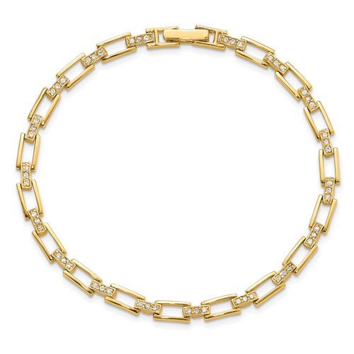 Gold-plated CZ Link 8.25in Bracelet