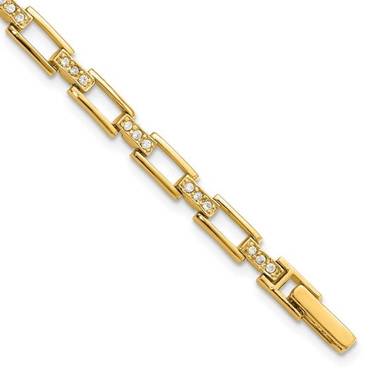 Gold-plated CZ Link 8.25in Bracelet