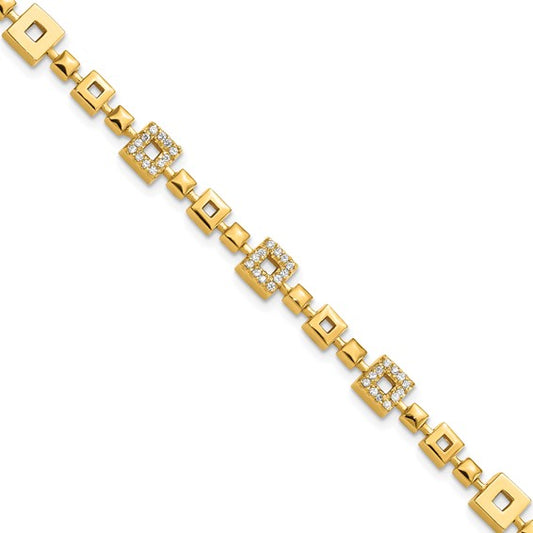 Gold-plated Square CZ Link Bracelet