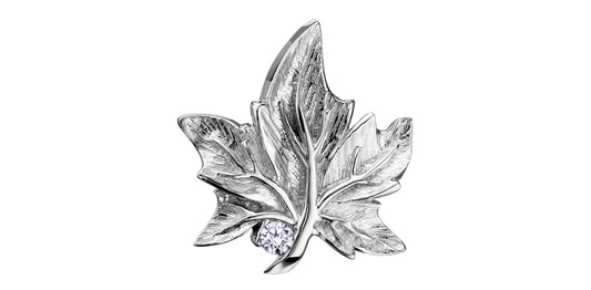 Maple Leaf Necklace with .03ct Diamond - Bijouterie Classique