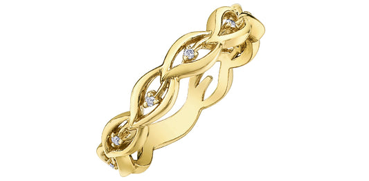 Leafy 10k Gold Diamond Ring - Bijouterie Classique