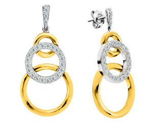 Live, Love Repeat Diamond Gold Stud Earrings - Bijouterie Classique