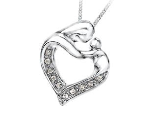A Moms Love Heart 10kt White Gold Necklace - Bijouterie Classique
