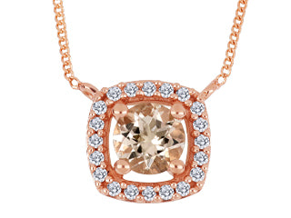 Morganite Diamond 10kt Gold Necklace