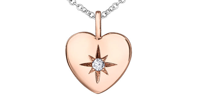 North Star .27ct Diamond Rose Gold Heart Necklace - Bijouterie Classique