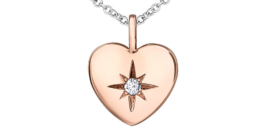 North Star .27ct Diamond Rose Gold Heart Necklace - Bijouterie Classique