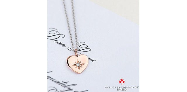 North Star .27ct Diamond Rose Gold Heart Necklace - Bijouterie Classique