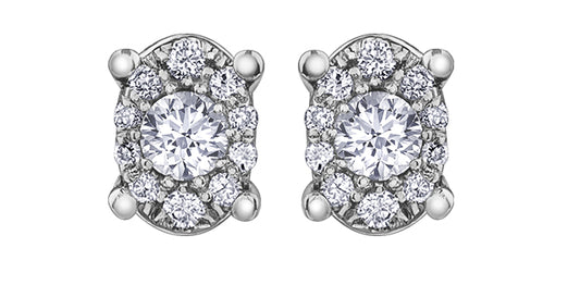 Oval Diamond Stud Earrings - Bijouterie Classique