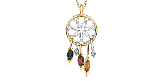Dream Catcher Necklace with precious stones and diamonds