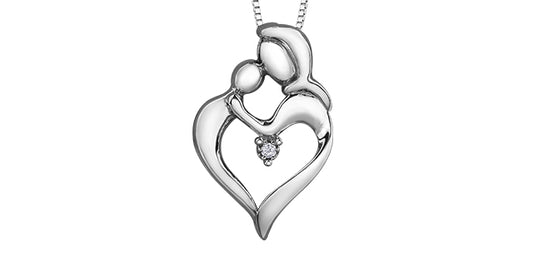 Mother's Embrace Sterling Silver 0.02ct  Diamond Necklace