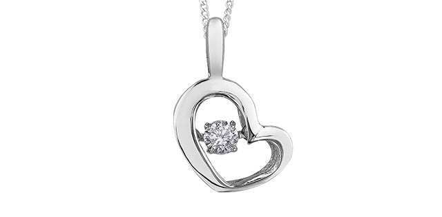 Moving Heart Diamond Necklace 10K White Gold