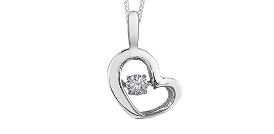 Moving Heart Diamond Necklace 10K White Gold
