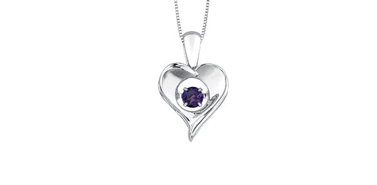 Dancing Gemstone Heart Necklace in Sterling Silver with 18 in Small box chain