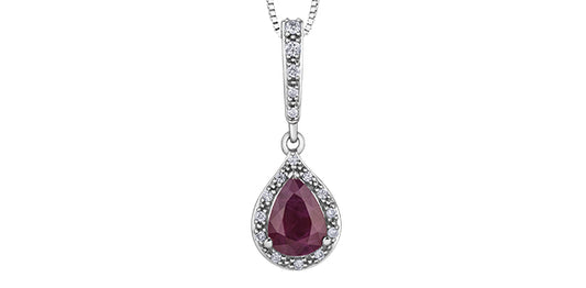 Ruby Drop Diamond Pendant