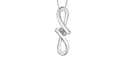 Sterling Silver with 0.04ct T.W. Diamonds Infinity Necklace on 18" small box chain