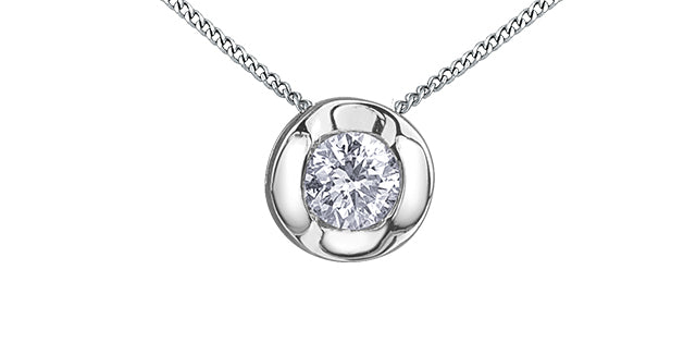 10KT Rose & White Gold Changing Heart with Certified Canadian .09ct Diamond Necklace including 18in small curb chain with spring ring clasp - Bijouterie Classique