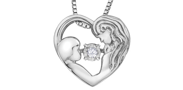 Mother heart Necklace with moving diamond