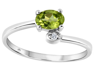 Peridot Oval Diamond 10K Ring - Bijouterie Classique