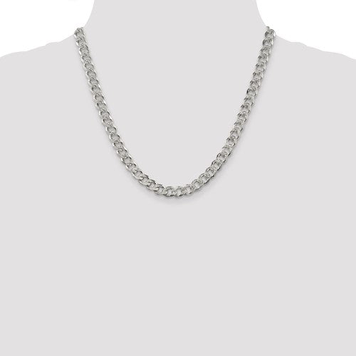 Sterling Silver 7.5mm Pavé Curb Chain - Bijouterie Classique