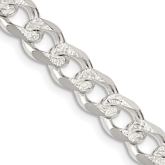 Sterling Silver 7.5mm Pavé Curb Chain - Bijouterie Classique