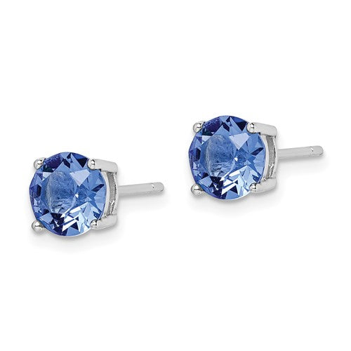 Sterling Silver Rhodium Plated Swarovski Crystal Birthstone Earrings - Bijouterie Classique