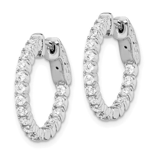 Sterling Shimmer Sterling Silver Rhodium-plated 34 Stone 2.0mm CZ In and Out Round Hinged Hoop Earrings