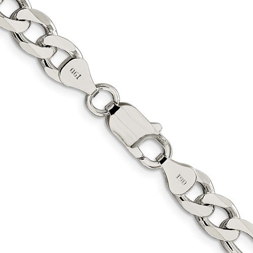 Sterling Silver 7.25mm Pavé Flat Figaro Chain - Bijouterie Classique