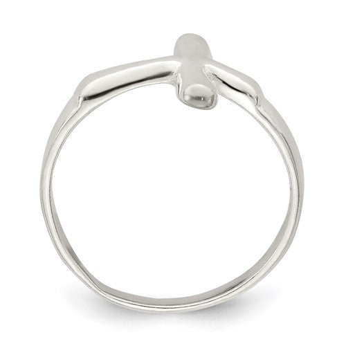 Sterling Silver Horizontal Tiny Freeform Cross Ring - Bijouterie Classique