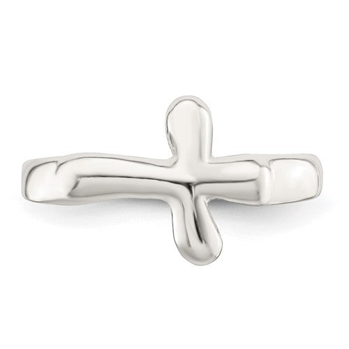 Sterling Silver Horizontal Tiny Freeform Cross Ring - Bijouterie Classique