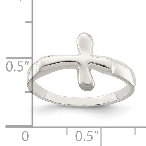 Sterling Silver Horizontal Tiny Freeform Cross Ring - Bijouterie Classique