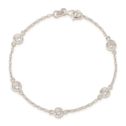 Sterling Silver Polished CZ Bracelet