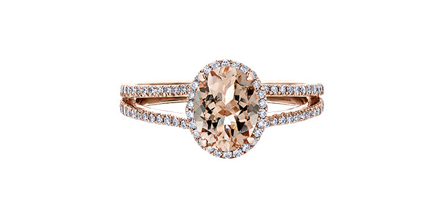 Morganite & Diamond Ring 14K Rose