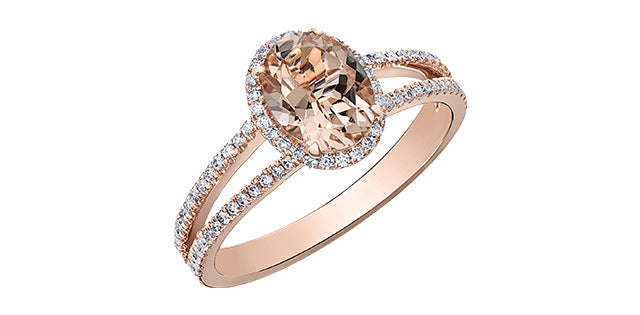 Morganite & Diamond Ring 14K Rose