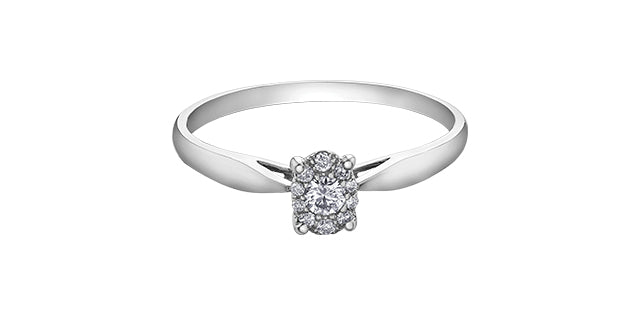 Oval Solitaire Cluster Diamond 10K Ring