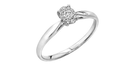 Oval Solitaire Cluster Diamond 10K Ring