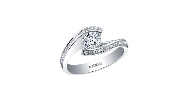 Protected Love 18KPD White Gold .45TW Canadian Diamonds Engagement Ring - Bijouterie Classique