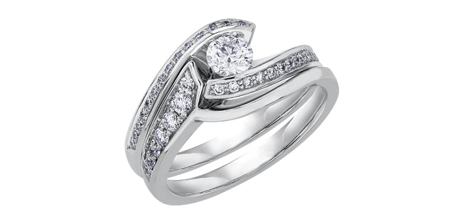 Protected Love 18KPD White Gold .45TW Canadian Diamonds Engagement Ring - Bijouterie Classique